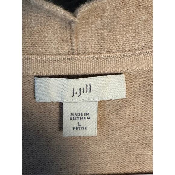 J Jill Sz Large Long Button Front Color Block Cardigan Sweater Neutral Lagenlook - Picture 3 of 8